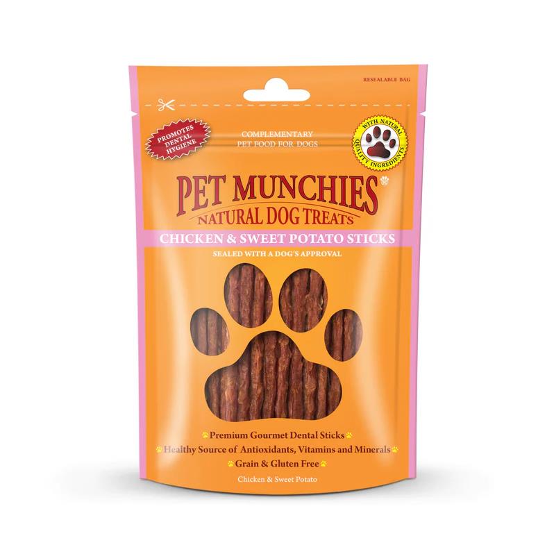 Pet Munchies Natural Dog Treats Chicken & Sweet Potato Sticks 90g