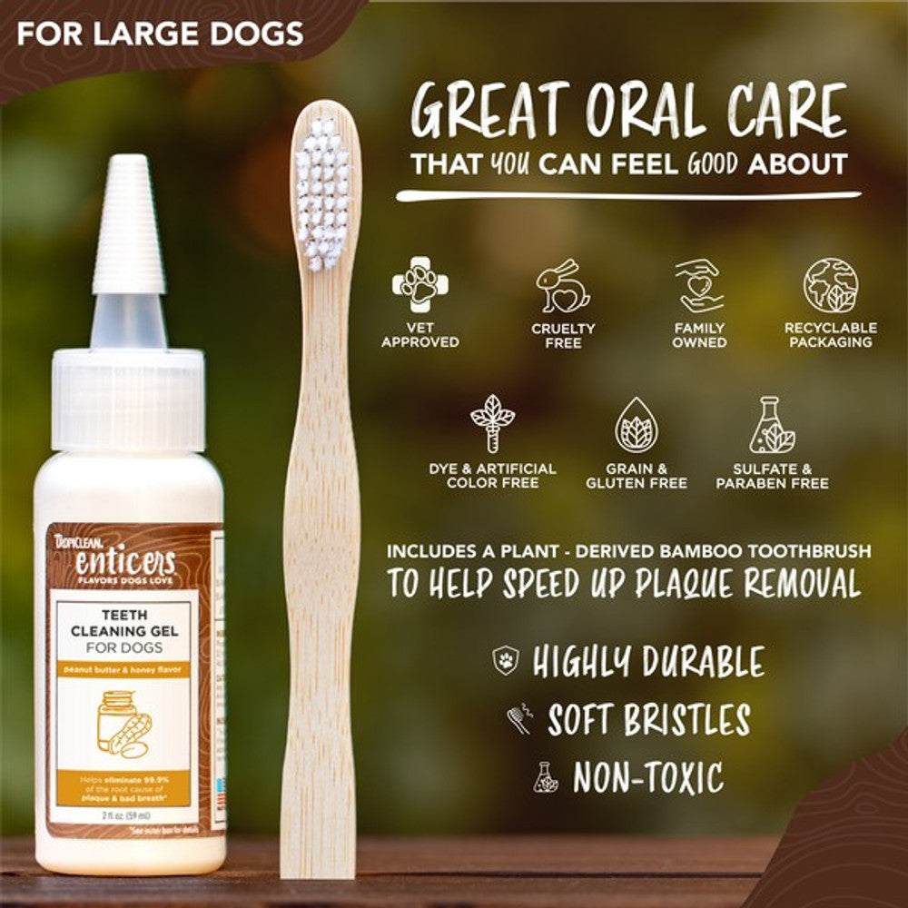 Enticers Teeth Cleaning Gel and Toothbrush for Dogs Peanut Butter 59ml