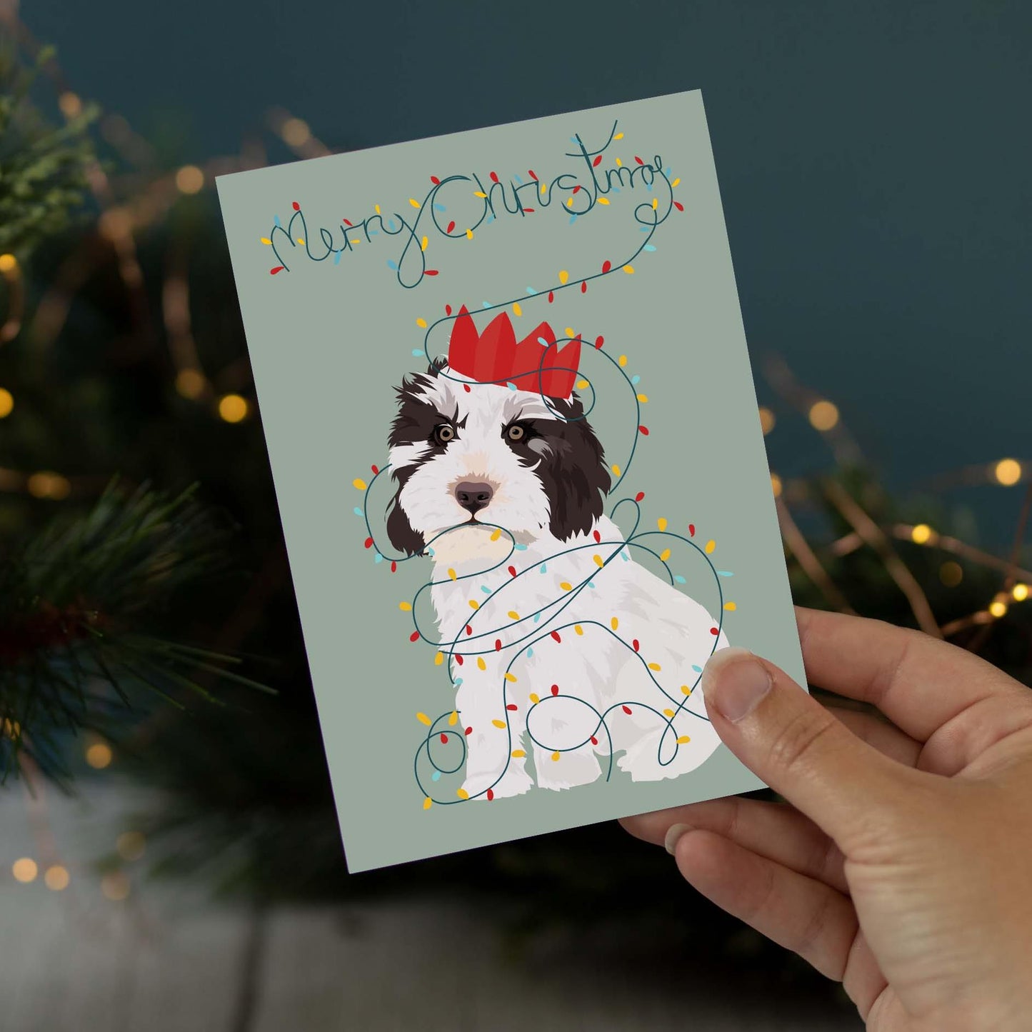 Lorna Syson Chester the Cockapoo Puppy Dog Christmas Card