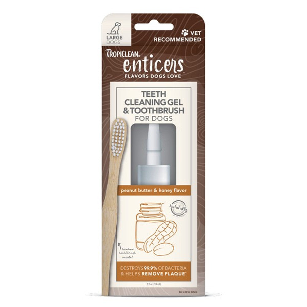Enticers Teeth Cleaning Gel and Toothbrush for Dogs Peanut Butter 59ml