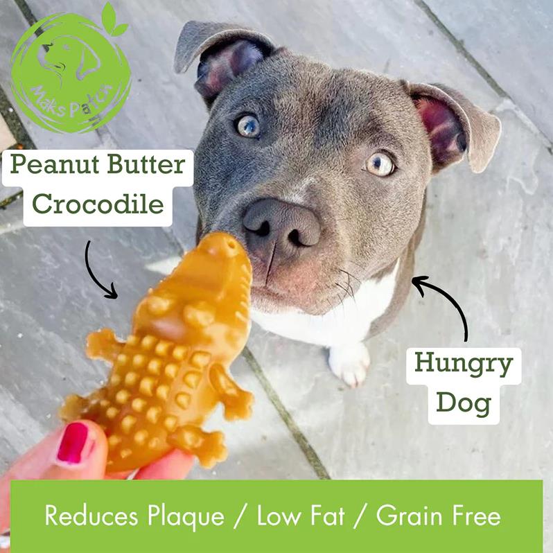 Maks Patch Peanut Butter Crocodile Veggie Dental Dog Treat