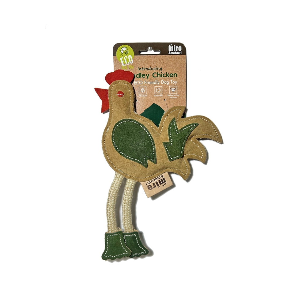 Miro & Makauri Chadley Chicken Eco Friendly Leather & Jute Rope Silent/No Squeaker Dog Toy