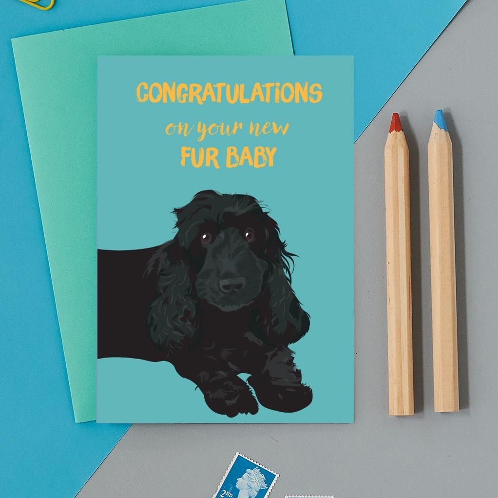 Lorna Syson New Fur Baby Dog Greeting Card