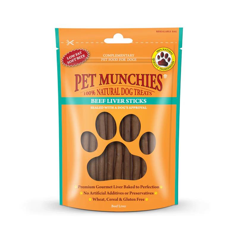 Pet Munchies Natural Dog Treats Beef Liver Sticks Dog Treats 90g