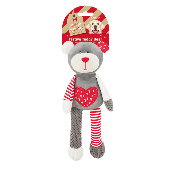 Cupid & Comet Festive Teddy Bear Plush Dog Toy