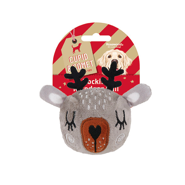 Cupid & Comet Rocking Reindeer Fun Festive Tennis Ball Dog Toy