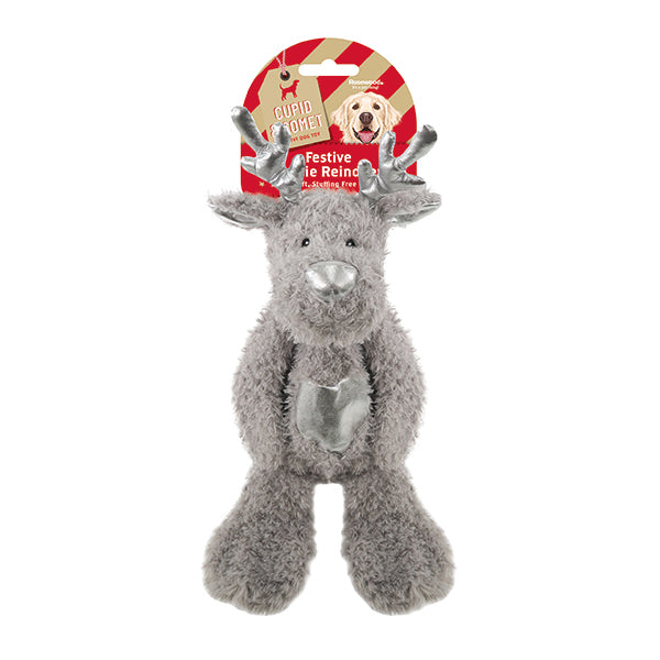 Cupid & Comet Festive Flattie Reindeer Dog Toy