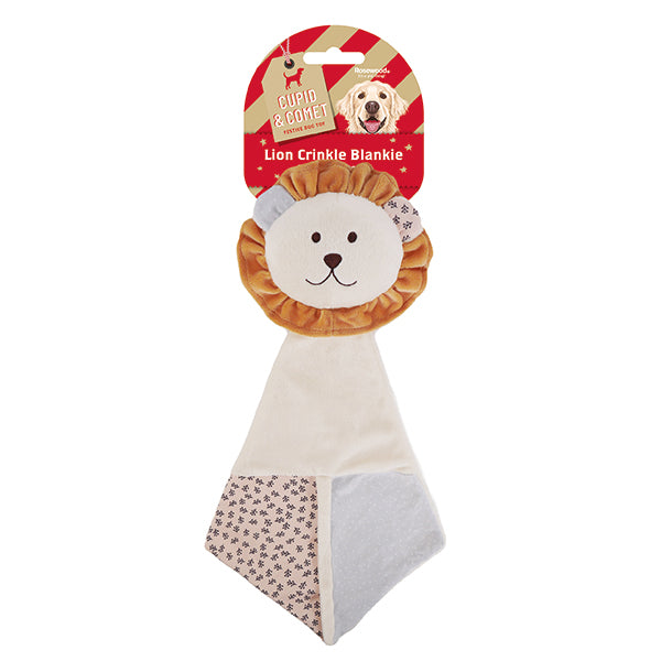 Cupid & Comet Lion Crinkle Blankie Dog Toy