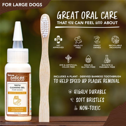 Enticers Teeth Cleaning Gel and Toothbrush for Dogs Peanut Butter 59ml