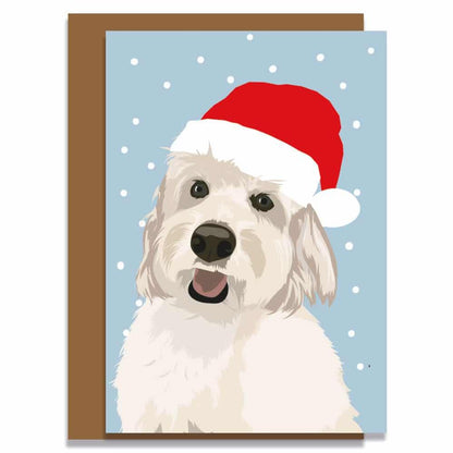 Lorna Syson Parker the White Cockapoo in Santa Hat Dog Christmas Card