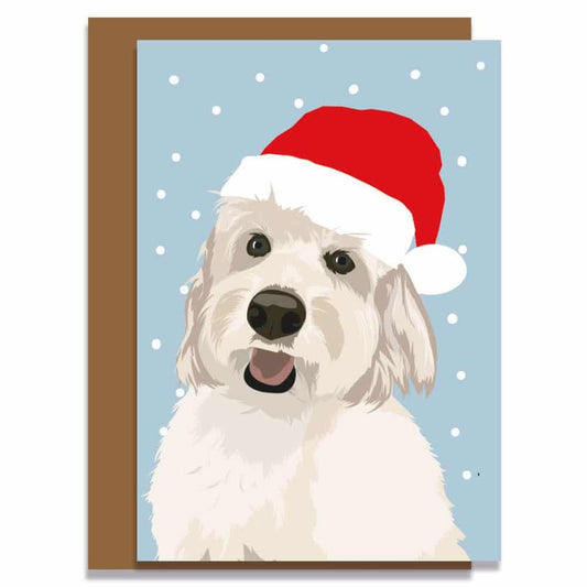 Lorna Syson Parker the White Cockapoo in Santa Hat Dog Christmas Card