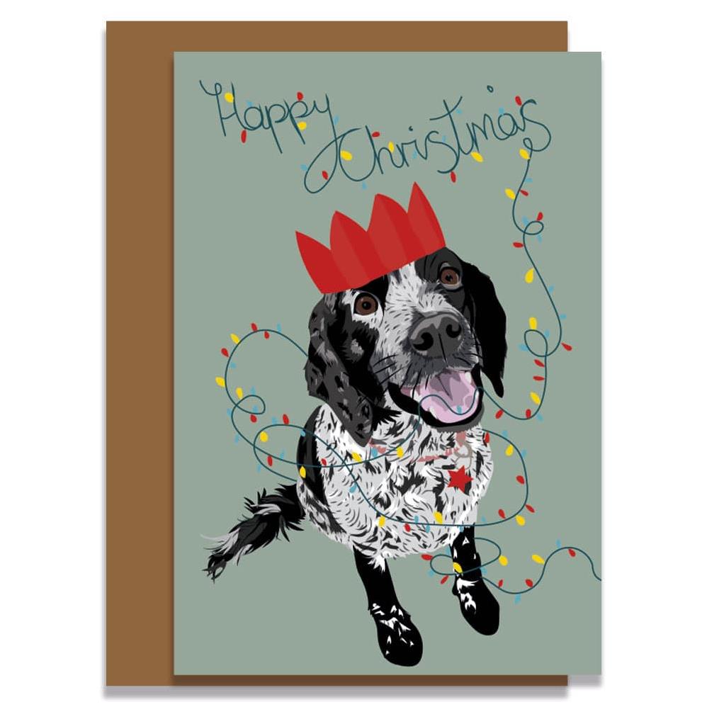 Lorna Syson Bluebell the Spaniel Dog Christmas Card