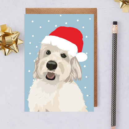 Lorna Syson Parker the White Cockapoo in Santa Hat Dog Christmas Card