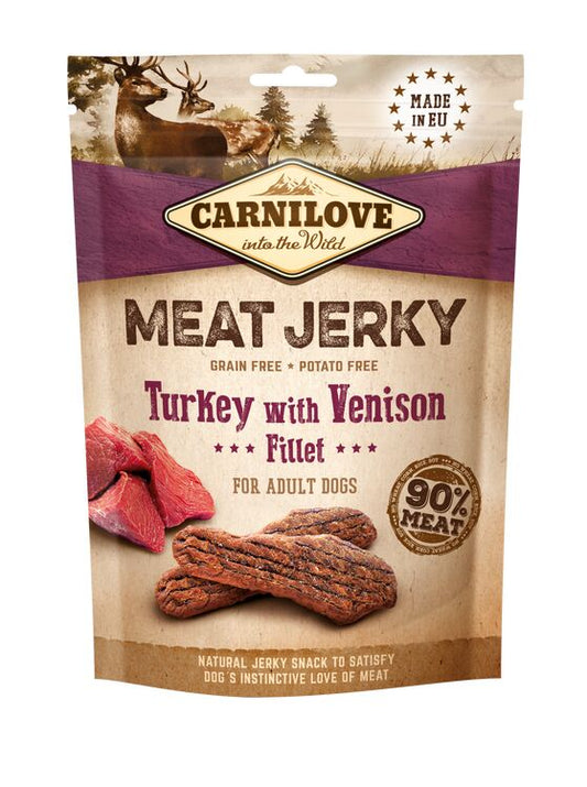 Meat Jerky Fillets - Turkey with Venison - Grain & Potato Free Dog Treats 100g