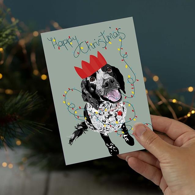 Lorna Syson Bluebell the Spaniel Dog Christmas Card